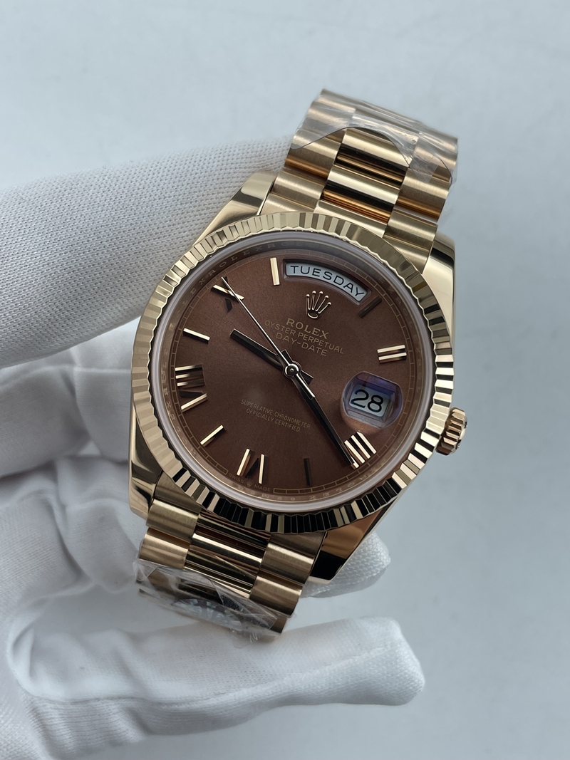 (준비완료/특급배송)NO.3664/QP공장 롤렉스 데이데이트40 로즈골드 텅스텐 브라운로만다이얼